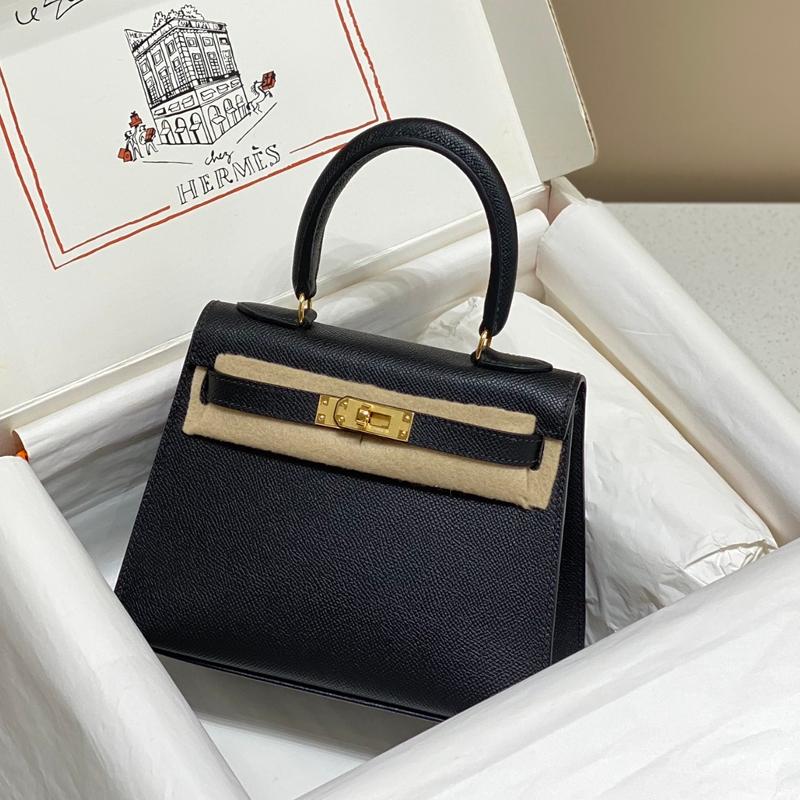 Hermes Kelly 20EP outer seam 89 black gold buckle